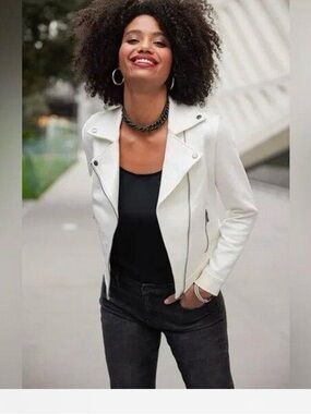 Liverpool Jeans Company White Moto Leather Jacket